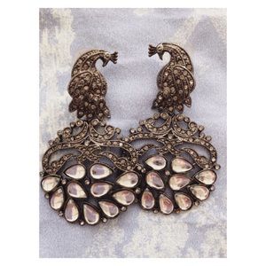 Fun peacock earrings with crystal embellishment